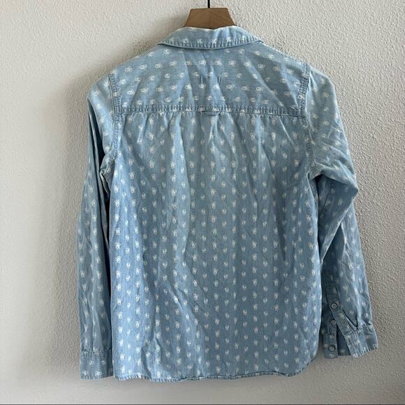 Madewell Denim Chambray Button Front Collar Shirt Southwestern Casual Small - Picture 5 of 6